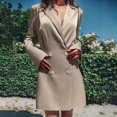 thumbnail image 2 of Khaki Faux Acétate Satin Double Boutonnage Costume Robe Slim Printemps 2024 Mode Femmes, 2 of 5