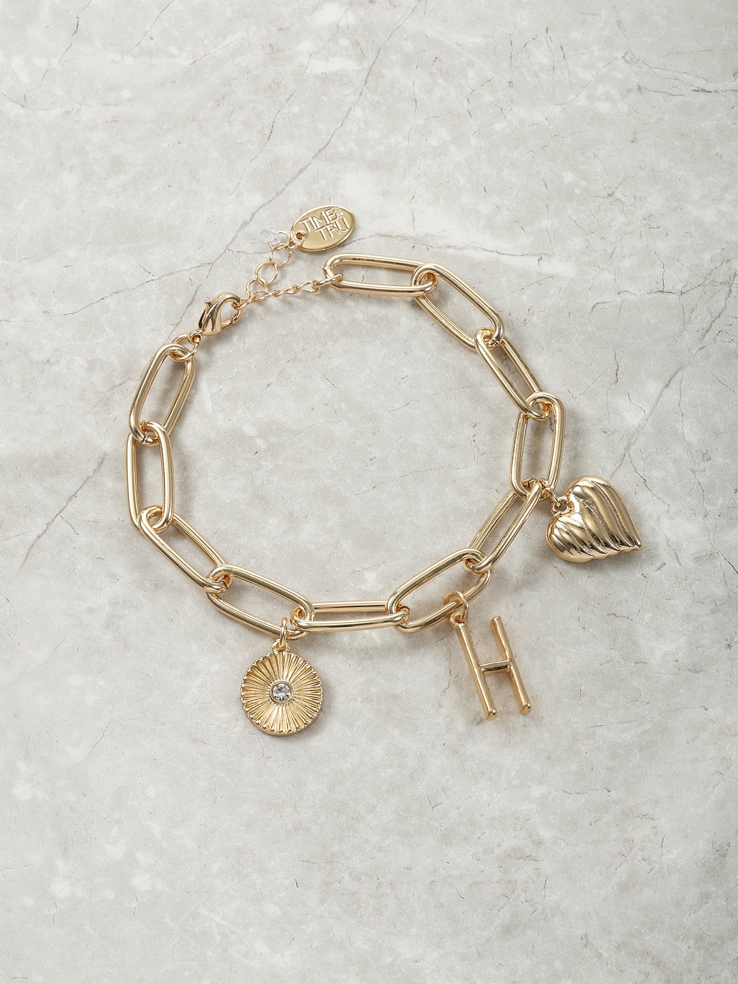 Time and Tru Goldtone Initial Charm Bracelet, Initial H