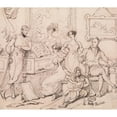 thumbnail image 2 of George Chinnery 17x15 Black Ornate Wood Framed Double Matted Museum Art Print Titled - A Family Group Around a Piano (Between 1812 and 1815), 2 of 5