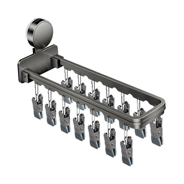 Tendedero para ropa, colgador con 14 Clips de secado, resistente, fácil de limpiar, colgador de Clips montado en la pared, pinza para ropa para