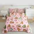 thumbnail image 2 of Feelyou Pink Christmas Cartoon Full Size Comforter Sets for Kids, Cute Gingerbread Man Bedding Comforter Set, Magic Xmas Socks Reversible Bedding Sets, Breathable Home Decor, 3pcs, 2 of 8
