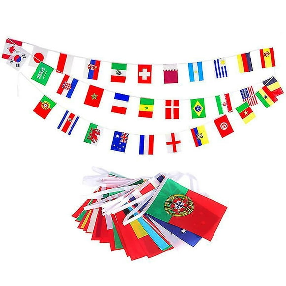 2022 Fifa World Cup All 32 Teams Flags Bunting Football Soccer Banner
