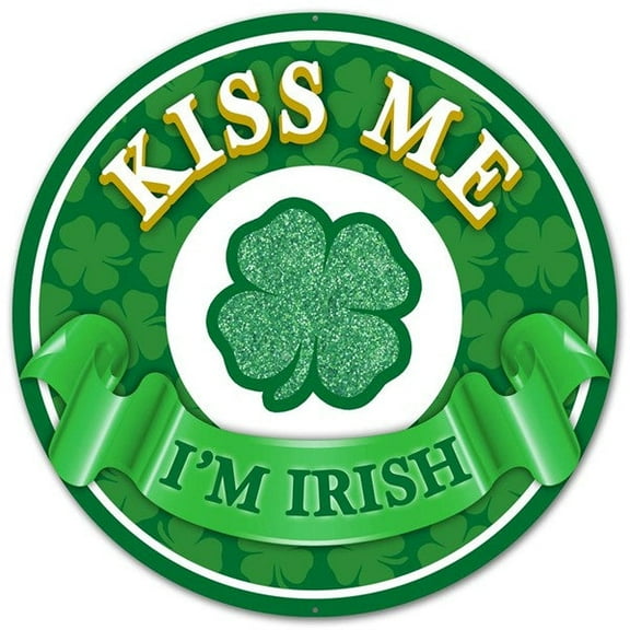 Craig Bachman 12" Round Metal Sign: Kiss Me Irish - Saint Patrick Day Metal Sign AP0122