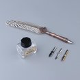 thumbnail image 3 of Juego de bolígrafos de con diseño único, juego de regalo con 3 puntas, 1 botella de tinta, recuerdos de boda para escritores, papelería para niñ Blanco negro Macarena Pluma pluma con tinta, 3 of 8