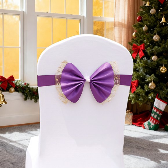 Funda de silla con lazo y respaldo de silla Decoración flores decorativas