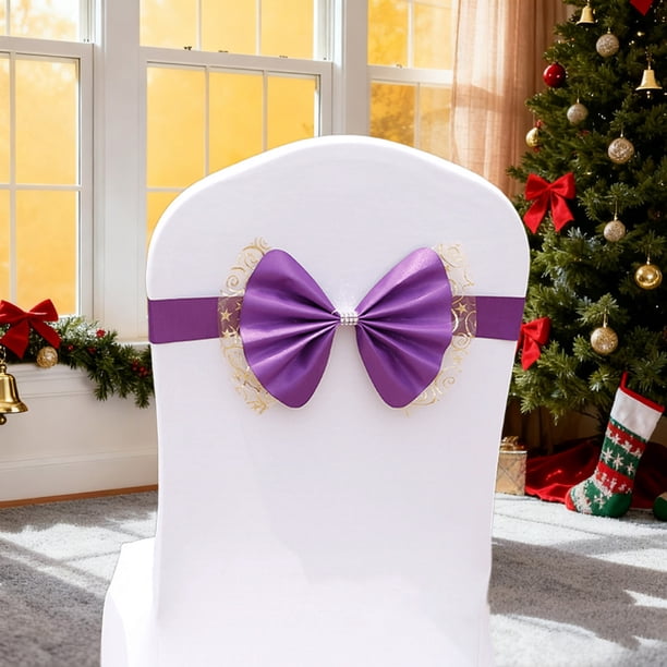 Funda de silla con lazo y respaldo de silla Decoración flores decorativas