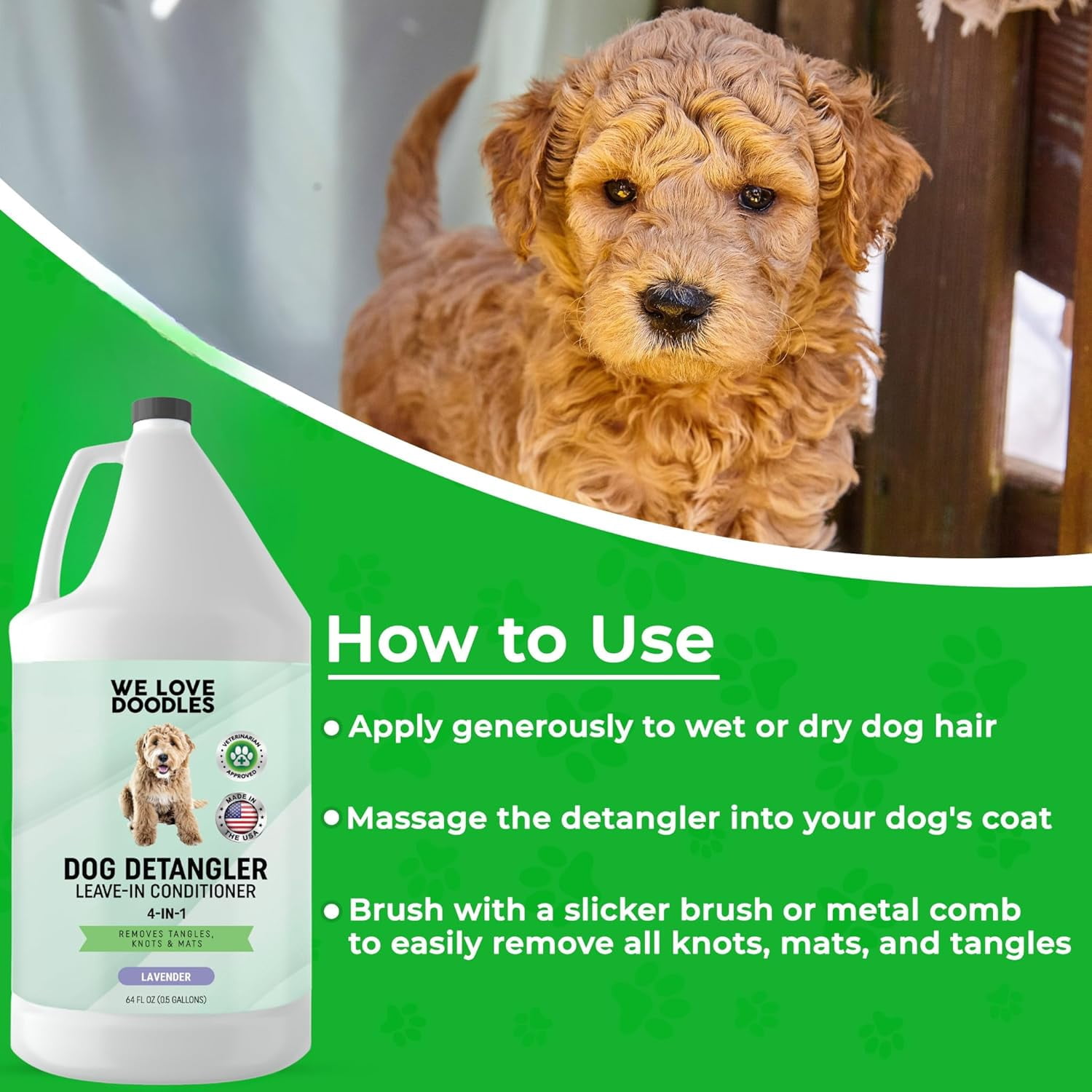 We Love Doodles Professional Moisturizing Soothing Dog 4-in-1 Conditioner, & Detangler, Lavender, 64 fl-oz