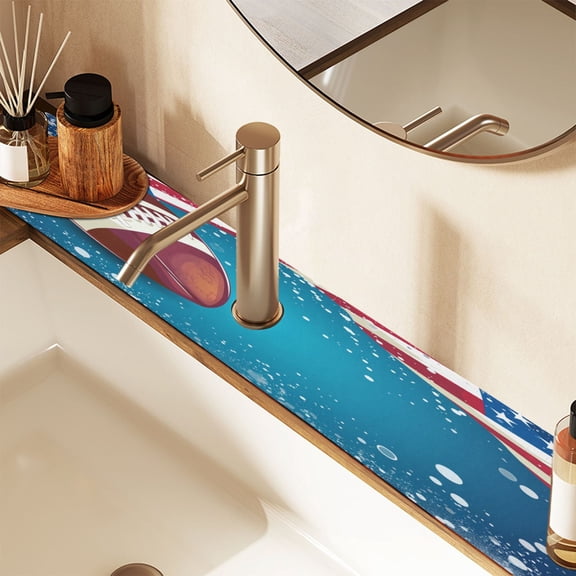 2 Pack American Football Faucet Mat for Kitchen Sink 30'' Sink Splash Guard Mat Super Absorbent Fast Drying Drain Pad