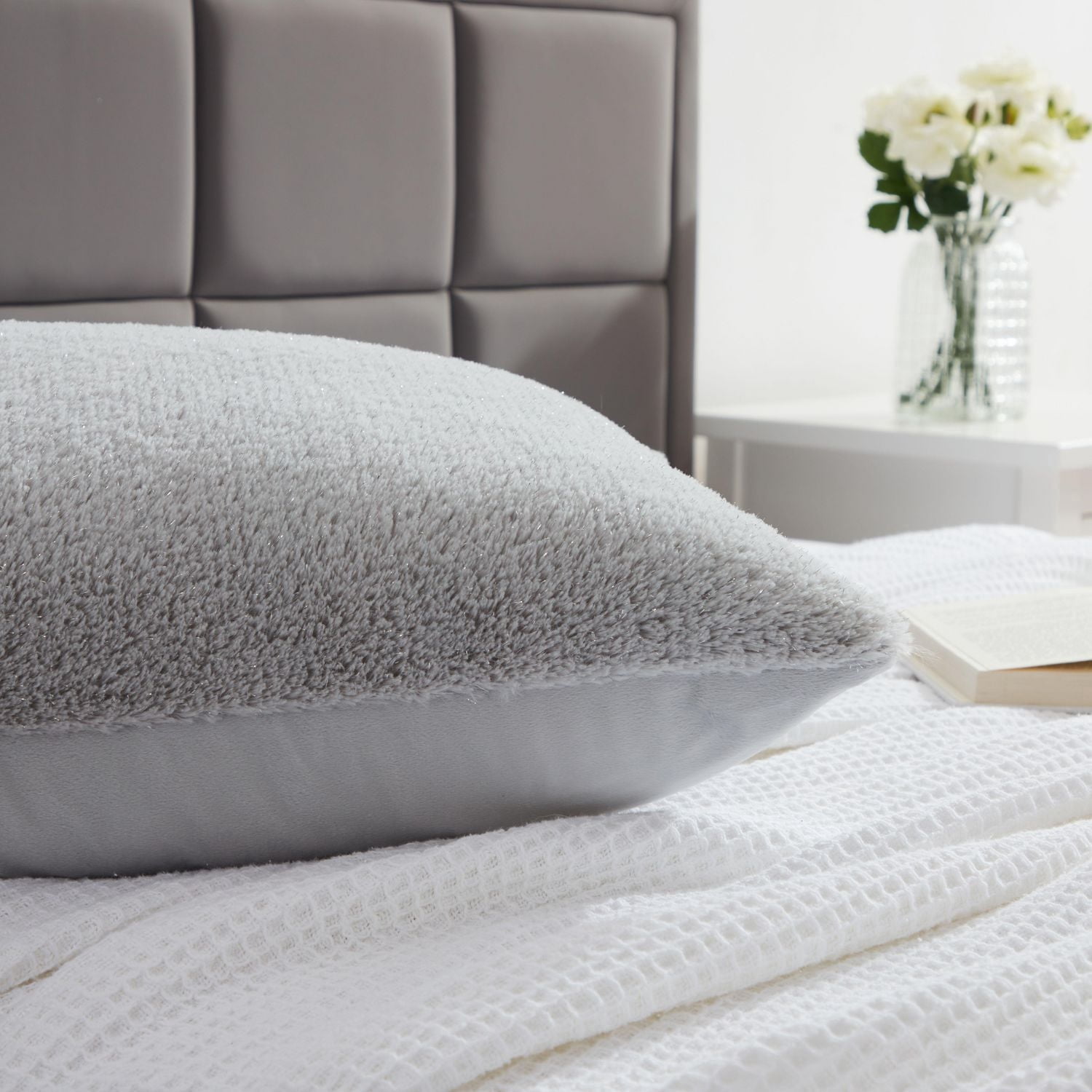 Metallic Silver Plush Body Pillow