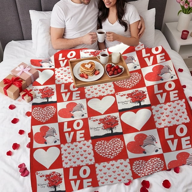 Manta de Franela Extra Suave para San Valentín, Cómoda y Cálida, Ideal para Sofá Cama o Decoración Navideña.