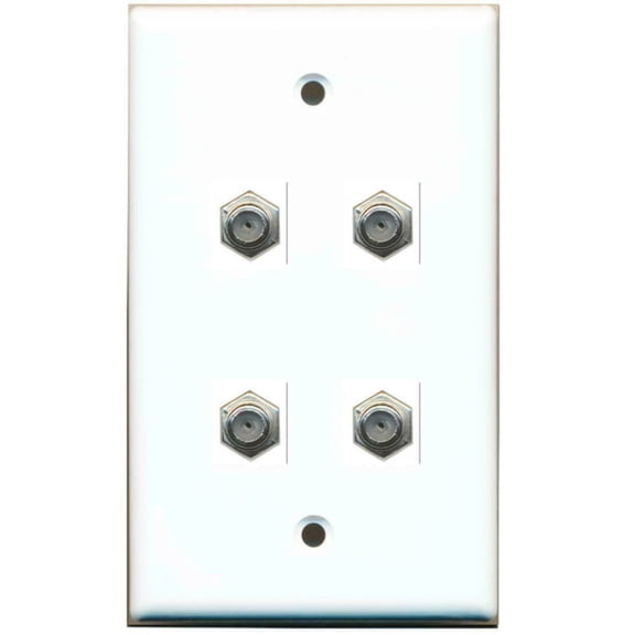 Ultra Spec Cables 4 Port Coax Cable TV- F-Type Wall Plate