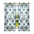 thumbnail image 6 of Yayeee Window Curtains Light Filtering 63"x42" Grommet Panel Pair Home Living Room Decor, Green Geometric Pattern, 6 of 7