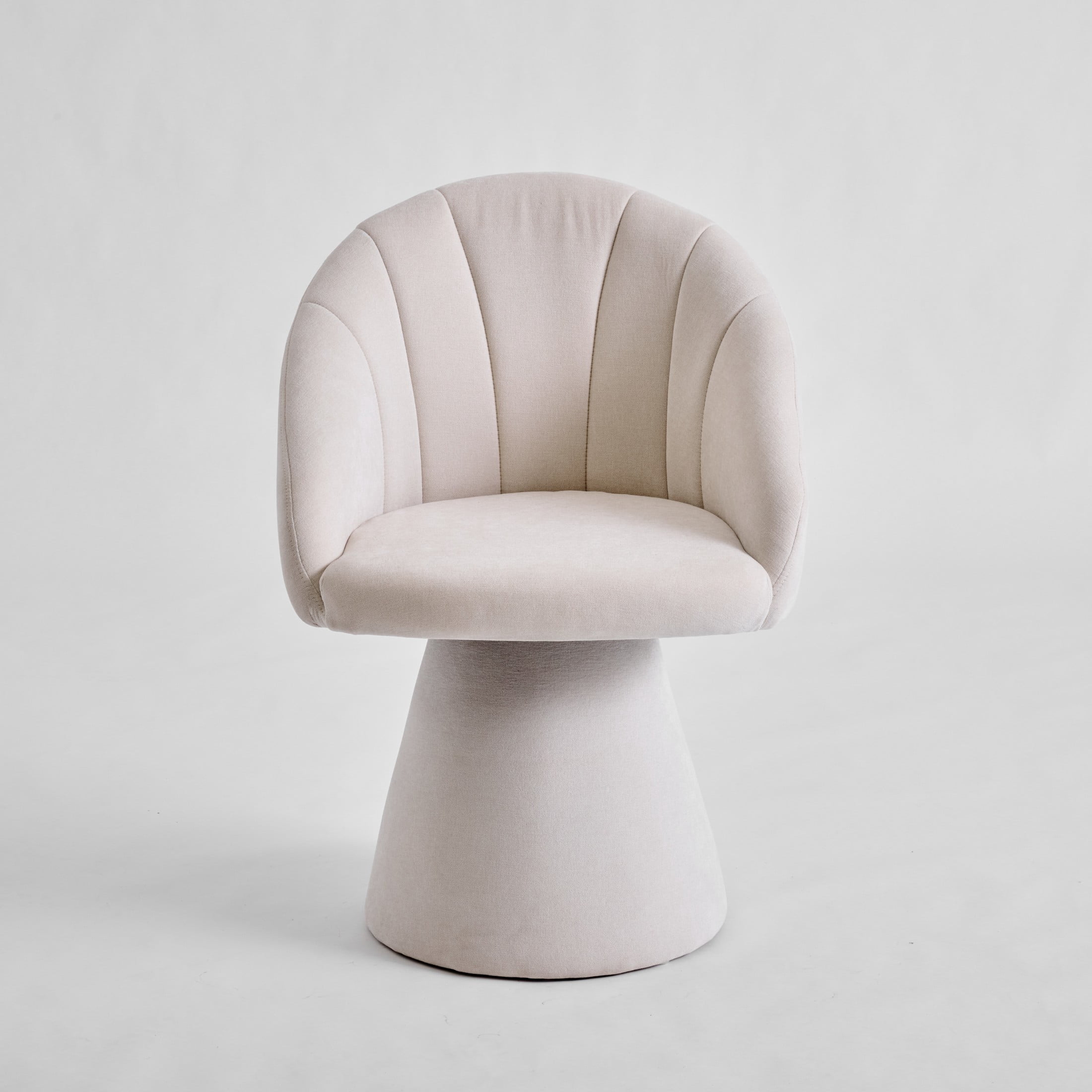 Noble House Brixo Upholstered Chenille Vanity Chair, Comfy 360° Swivel Computer Desk Chair for Home Office, Beige