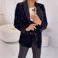 thumbnail image 2 of Xingpeng Flannel Blazer with Sequin Lapel Women's Jacket Fall Winter Casual Long Sleeve Unique Work Office 2026 Black L, 2 of 8