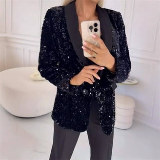 Générique Veste Femme Paillettes Blazer Sequin Veste Casual
