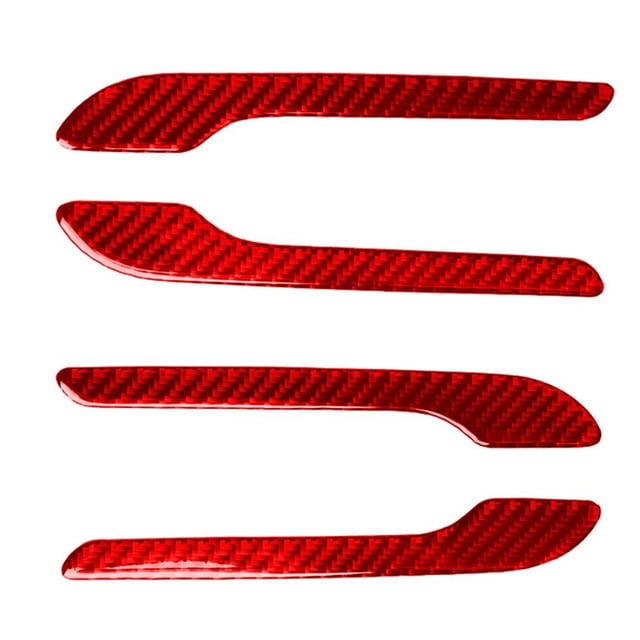 SPRING 4Pcs Carbon Fiber Car Door Handle Decor Panel Trim For Tesla For Model 3 /Y ABS Plastic Auto Accessories Tools Red
