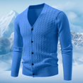thumbnail image 2 of JTieacloth Mens Slim Fit Knitted Sweater New Men's V Neck Jacquard Knitted Sweater Jacket(Blue), 2 of 4