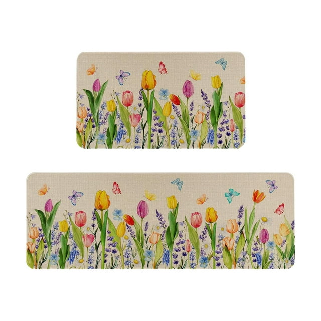 TIELUTT Spring Summer Kitchen Carpet (2 ) Kitchen Carpet Washable Cushion Comfortable Kitchen Carpet Set Warm Throws Throw Blankets for Bed Small Area Rug Bedroom Rugs Extra Soft Rug Classroom