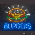 thumbnail image 2 of Glowneon Burgers Neon Sign, Hamburger LED Sign, Restaurant Fast Food Decor, Welcome Open Fast Food, 2 of 5