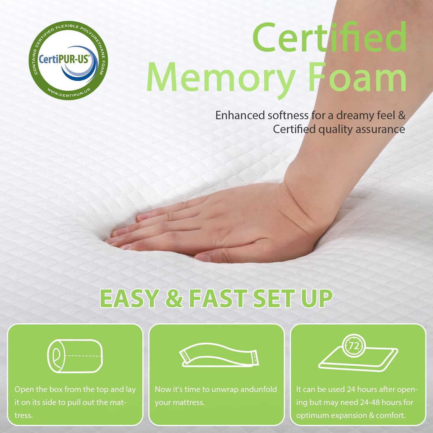 YRLLENSDAN Full Size Mattress 6 Inch Full Bed Mattress Fiberglass Free Certipur-Us Certified Cool Sleep & Comfy Support Full Mattress in a Box Memory Foam Mattress Full Size Bed Mattress
