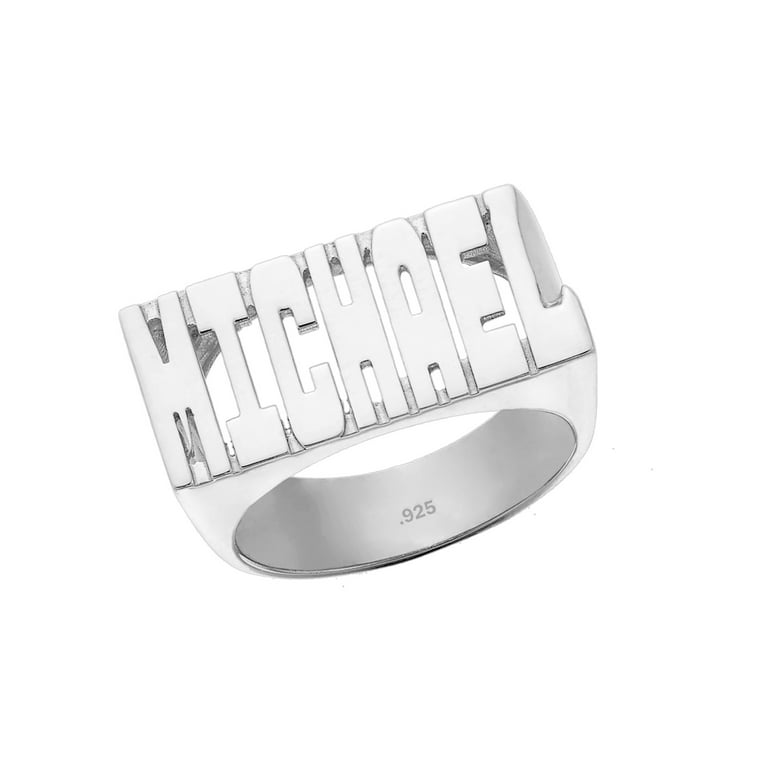 925 Sterling Silver Personalized Name Ring - Tall Block Letters