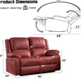 thumbnail image 3 of Red Faux Leather Motion Loveseat Recliner Sofa with Wall-Hugger Design, 3 of 5