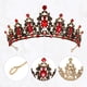 thumbnail image 3 of Mujeres Faux Crystal Queen Crowns Tiara, Princess Rhinestone Tiaras, Novia Boda Fiesta de cumpleaños Cosplay Accesorios para el cabello, Dark Gold Tone Red, 3 of 7