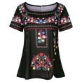 thumbnail image 4 of DPTALR Femme Causal Impression Chemisier Manches Courtes T-Shirt Été Bouton Tops, 4 of 8