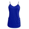 thumbnail image 2 of lcziwo Womens Fitted Cami Top with Pockets Plus Size Sleeveless Undershirt Solid Color Sunmmer Slim Fit Spaghetti Strap Tank Top Blue XL, 2 of 2