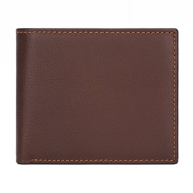 Cartera de piel de vaca de gran capacidad para hombre, informal, antirrobo, corta, de cuero, para tarjetas, cambio, suave