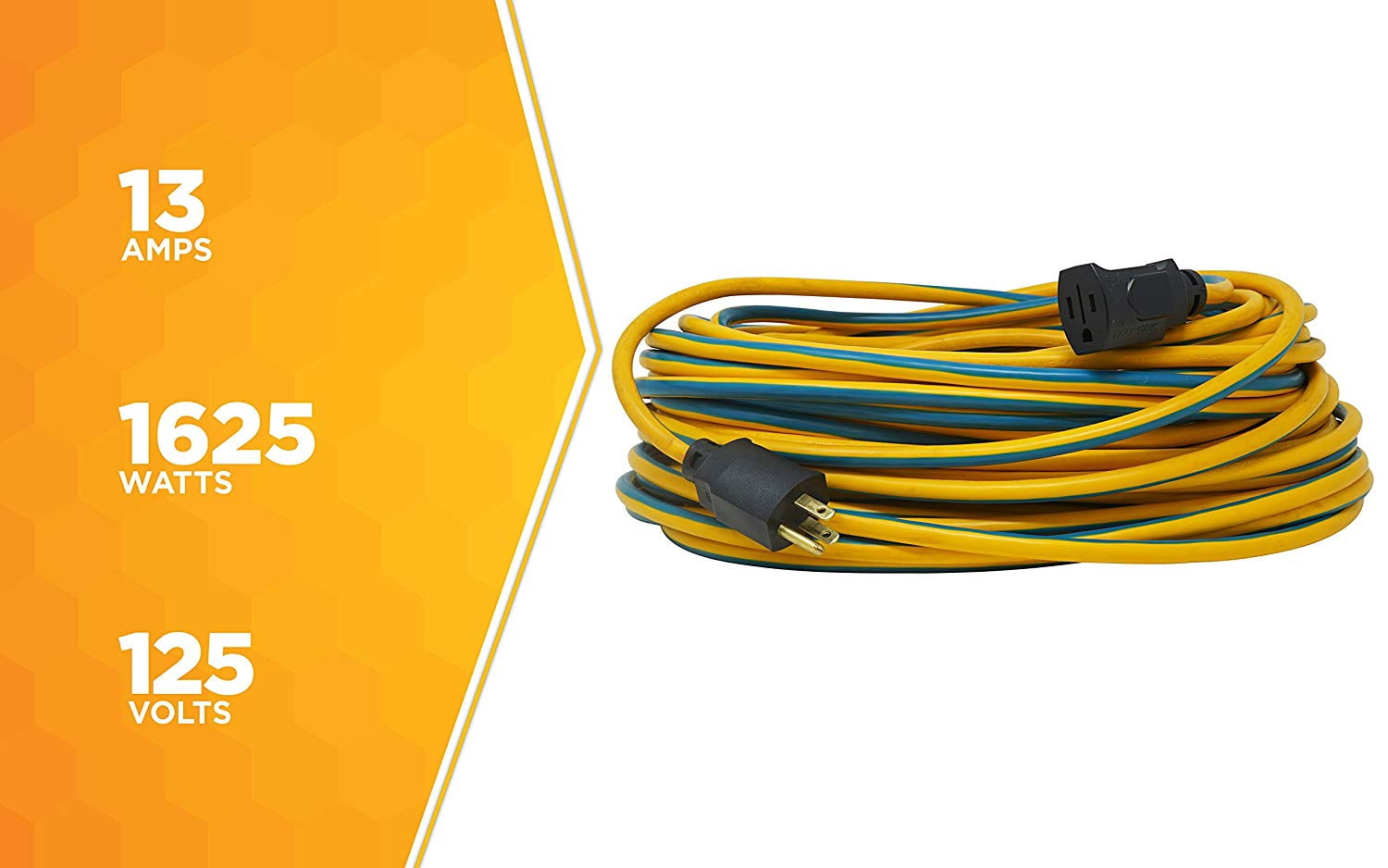 Coleman Cable 24398826 100' Yellow & Blue Locking Extension Cord
