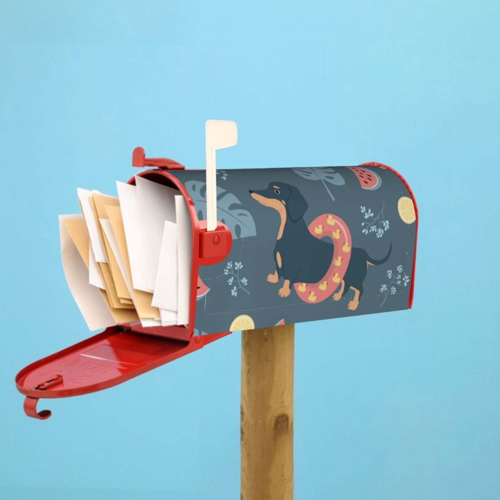 Logiee Watermelons Dachshunds Print Post Letter Box Wrap Decor, Mailbox Cover Suitable for Standard Mailbox and Large Size Mailbox,Outdoor Yard Decoration-21x18 in