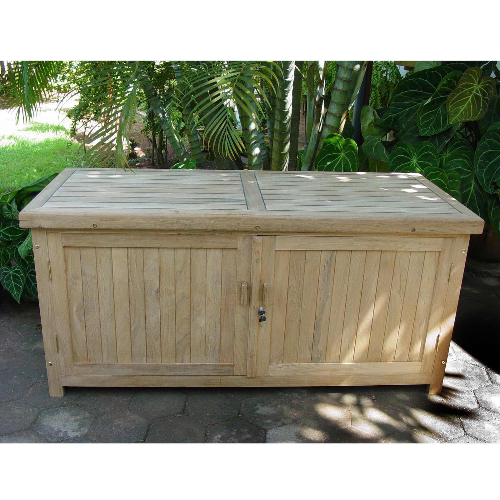 Jewels Of Java 62 In Teak Cushion 130 Gallon Deck Box With Door Teak Cushion 130 Gallon Deck Box With Door