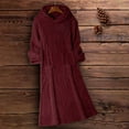 thumbnail image 5 of Women Sweatshirt Dress Winter Dress Long Sleeve Solid Pocket Winter Fall Hooded Dress Women's Summer Dress Casual Dress with Pockets Wrap Dress for Women Midi Women's Casual Ladies T Shirt Dresses, 5 of 6