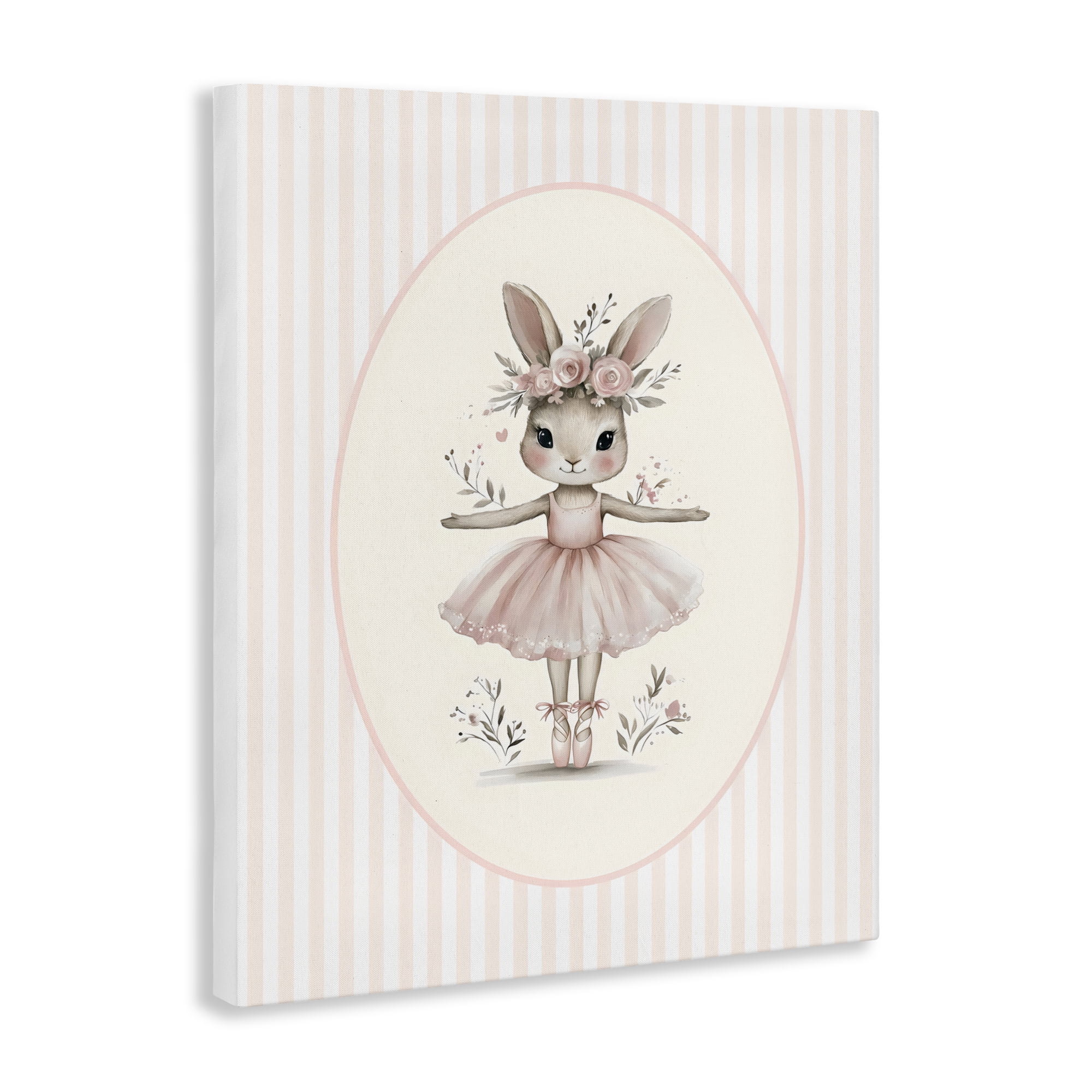 Stupell Industries Nursery Ballerina Bunny Striped Canvas Wall Art, design by LSR Design Studio