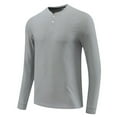thumbnail image 2 of Xzbqbs Men's Henley Long Sleeve Button Down Shirts Casual Lightweight Pullover Shirt Slim Fit Soft Stretch Basic Tees Fall Tops, 2 of 7