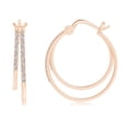 thumbnail image 2 of ANGARA Natural Diamond Studded Double Hoop Earrings in 14K Rose Gold for Women (Size-1mm| Color-I-J| Clarity-I1-I2) | April Birthstone, Anniversary, Jewelry Gift for Women | Natural Diamond Earrings, 2 of 9