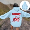 thumbnail image 2 of Wxolcjlv Womens Cherry Print Pullover Hoodies Oversized Drawstring Hooded Sweatshirts Fall Cute Tops, 2 of 7