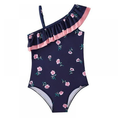 

Uccdo Summer Girls One-Piece Swimsuits Strap Bathing Suit Teenage Girls Kids Ruffled Floral Swimwear Beach Wear 3-12 Years