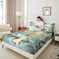 thumbnail image 4 of Castle Fairy Female Men Women Animal Swan Full Size Sheets 4-Piece,Romantic Valentine's Day Breathable Bed Sheets,Green Pink White Lightweight Sheet Sets,Lightweight Room Decor, 4 of 7