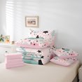 thumbnail image 6 of Manfei Christmas Tree Child Twin Bedding Sets 7-Piece, Chic Stripes Abstract Bedding Comforter Set, Kawaii Pink Cartoon Reversible Sheet Sets, Ultra Soft Bedroom Decor, 6 of 8