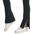 thumbnail image 2 of Yoga Pants Side Slit V Waist Flare Tummy Control Elastic Pure Color Dance Trousers for Women Black L, 2 of 5