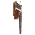 thumbnail image 4 of Aislor Girl Leopard Print Gymnastics Leotards Dance Biketards Stage Performance Bodysuit Brown 8, 4 of 7