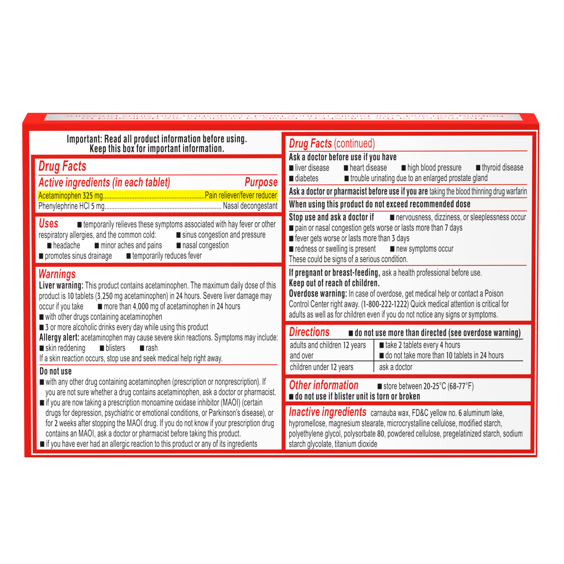 Sudafed PE Sinus Pressure + Pain Relief Decongestant Tablets, 24 Count