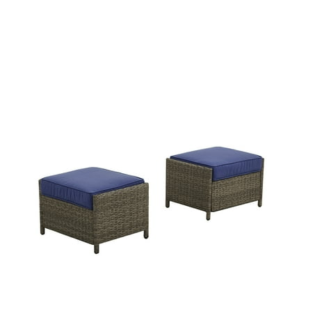 Peace Ottoman - Better Homes & Gardens Mayers Bay 2 Piece Ottoman Set with Navy Cushions