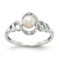 thumbnail image 1 of 10K White Gold FW Cultured Pearl Diamond Ring, 1 of 2