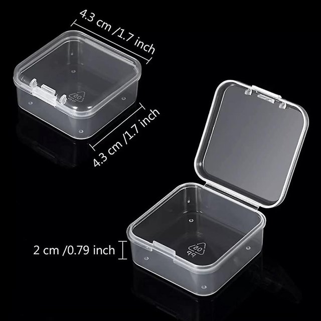 Caja de almacenamiento cuadrada de plástico transparente con tapa (4,3x4,3 cm) 15 piezas Qi Cheng