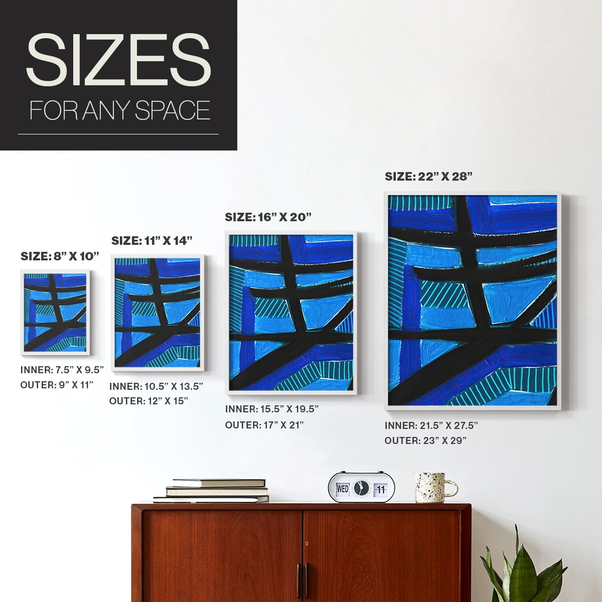 Involved Blues I Framed Print in White Solid Wood Framed Print No Nail Hanging