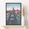 thumbnail image 2 of PixonSign Framed Canvas Print Wall Art Long Train and City Horizon Places Cityscape Photography Modern Art Bohemian Scenic Colorful Multicolor Ultra for Living Room, Bedroom, Office - 24"x36" Black, 2 of 5