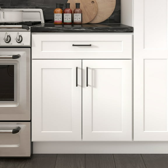 Furinno Shaker Drawer Base Kitchen Cabinet with 2-Doors, Ready to Assemble, 24 D x 27 W x 34.5 H, White